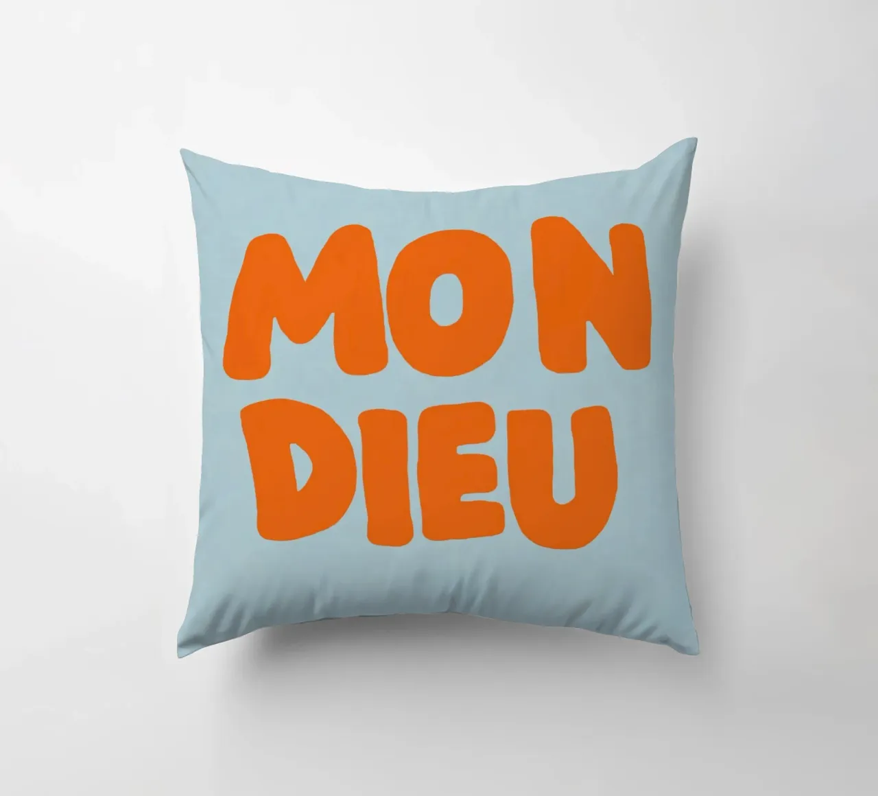Mon Dieu, azzurro cuscino da Carinaprint