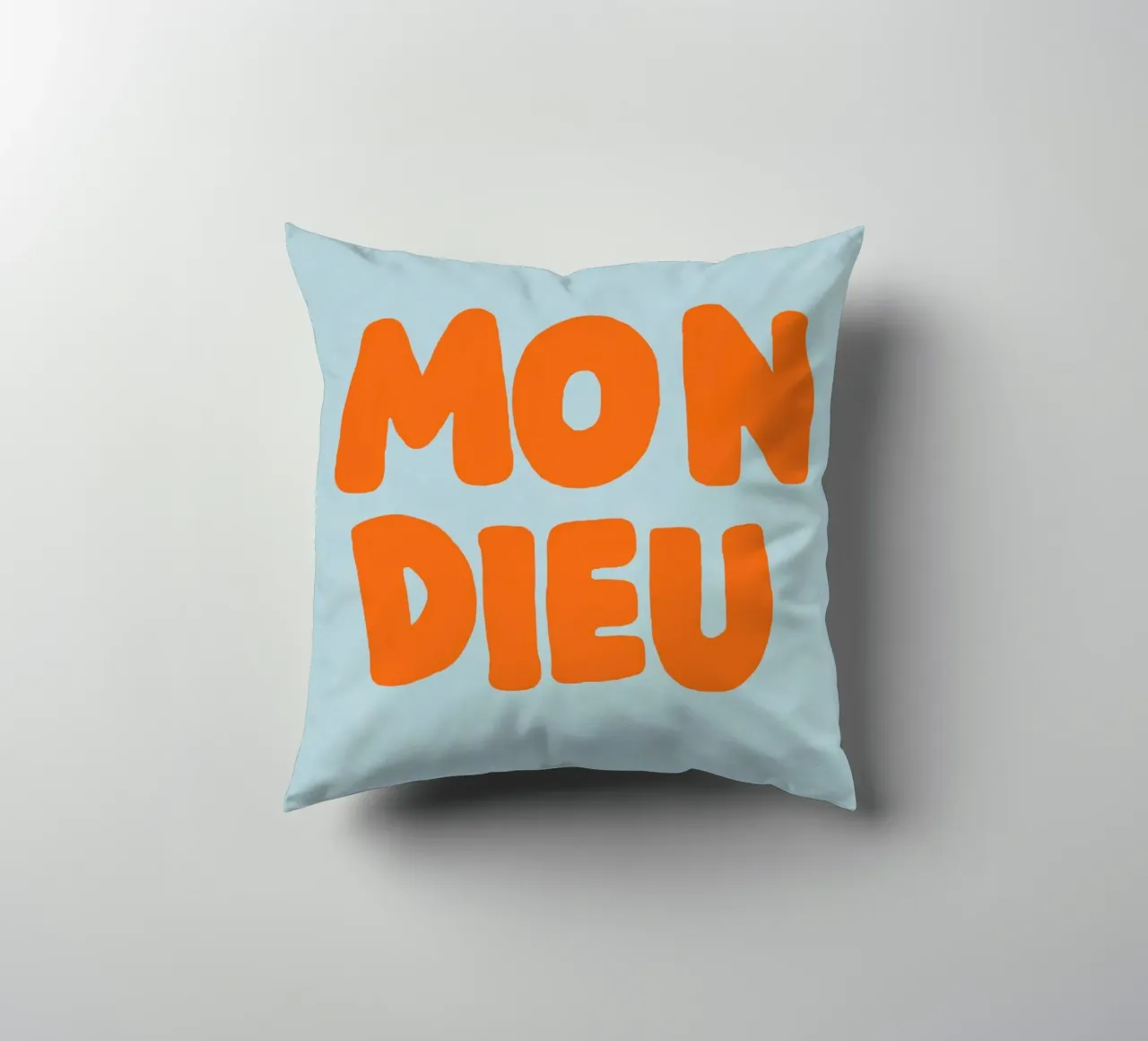 Mon Dieu, azzurro cuscino da Carinaprint