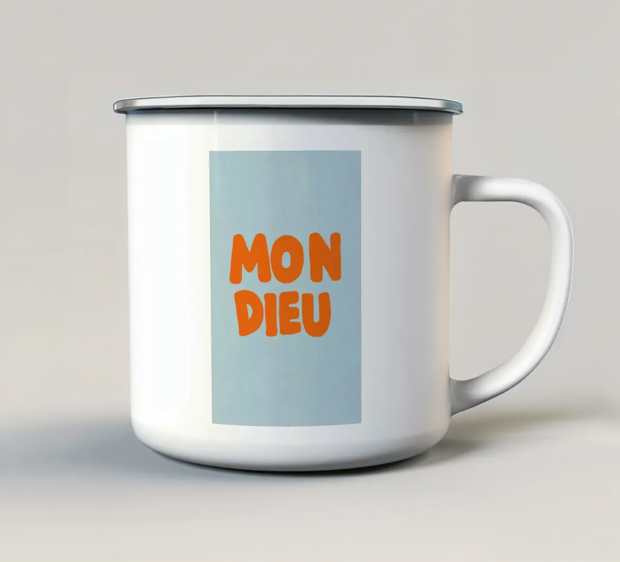 Mon Dieu, azzurro tazza in smalto da Carinaprint