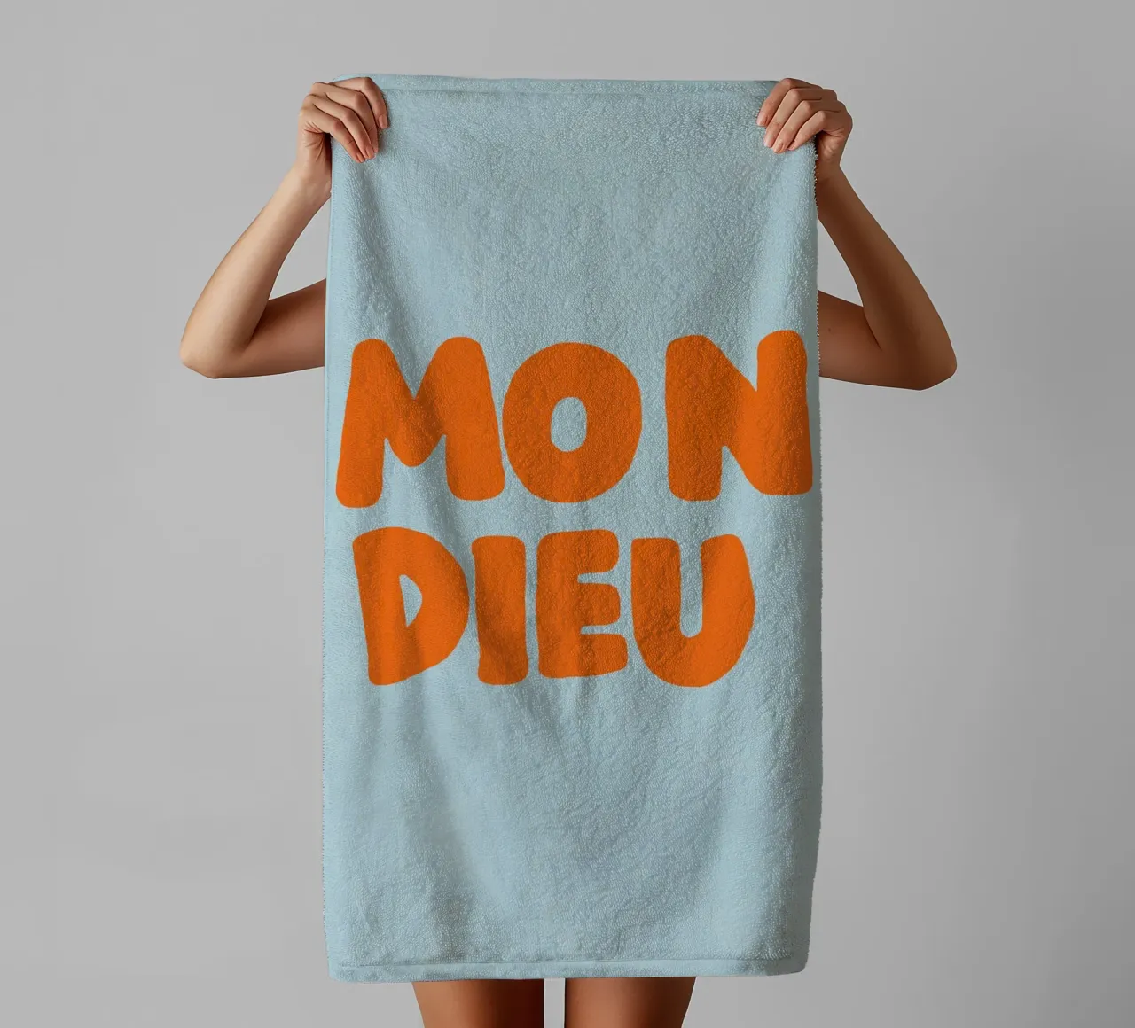 Mon Dieu, azzurro asciugamano da bagno da Carinaprint