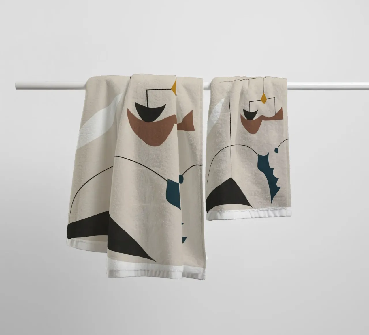 Minimal geometric shapes in harmony towel by Little Dean