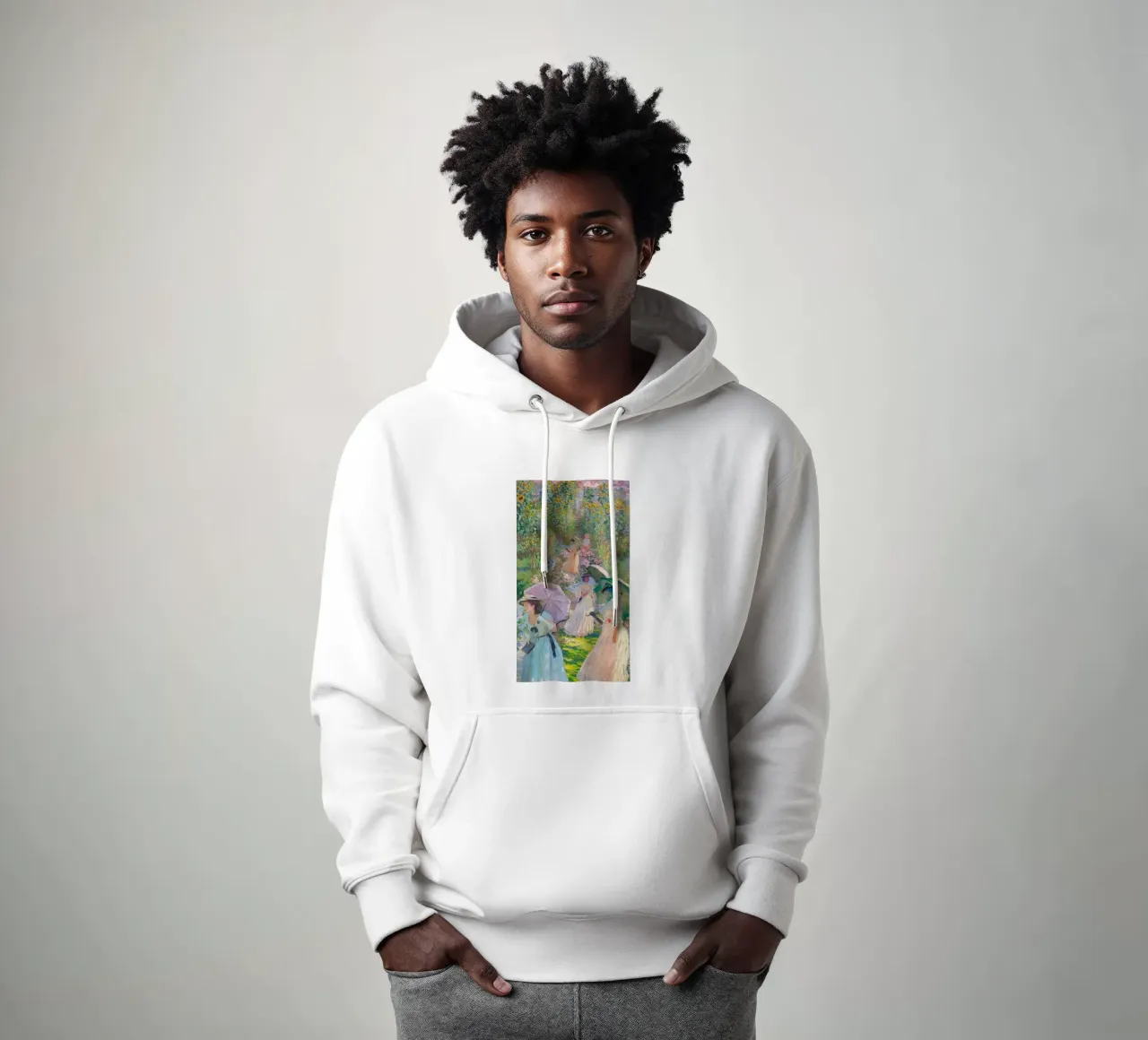 le signore sono nel giardino fiorito di claude monet felpa con cappuccio da belong shop