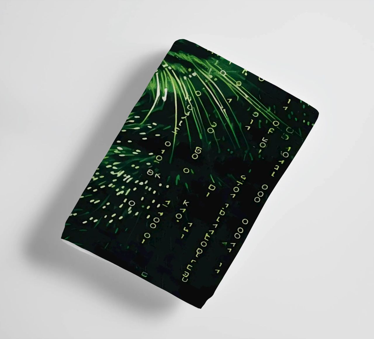 cat sunglasses green binary code digital data whiskers glass towel by Daniel Medina