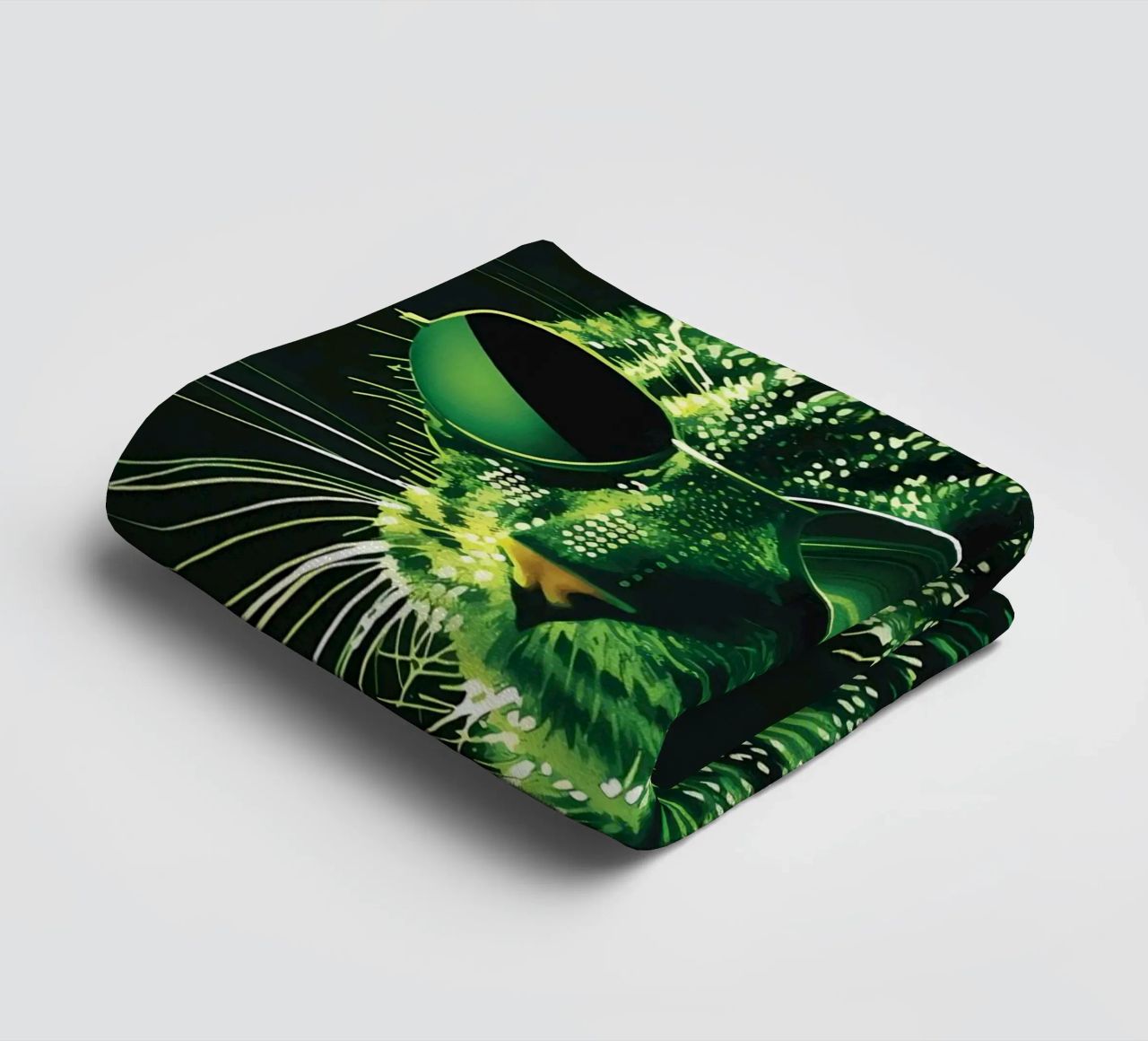 cat sunglasses green binary code digital data whiskers glass towel by Daniel Medina