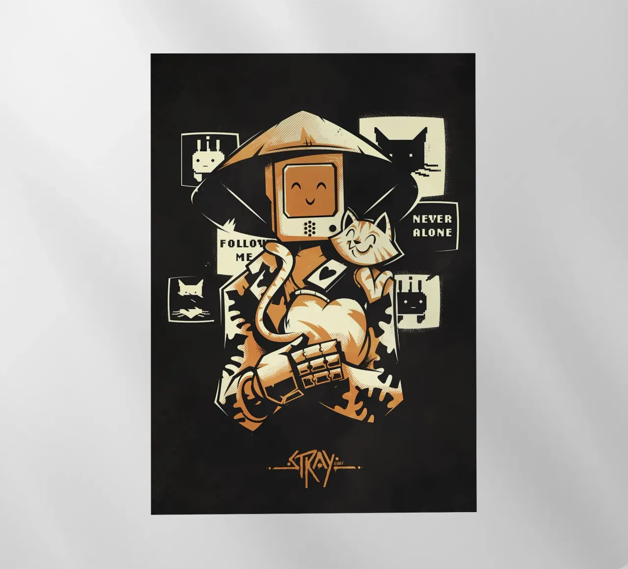 robot incappucciato figura gatto poster cuore testo schermi sorriso glov pellicola backlit da Ashish Kashyap