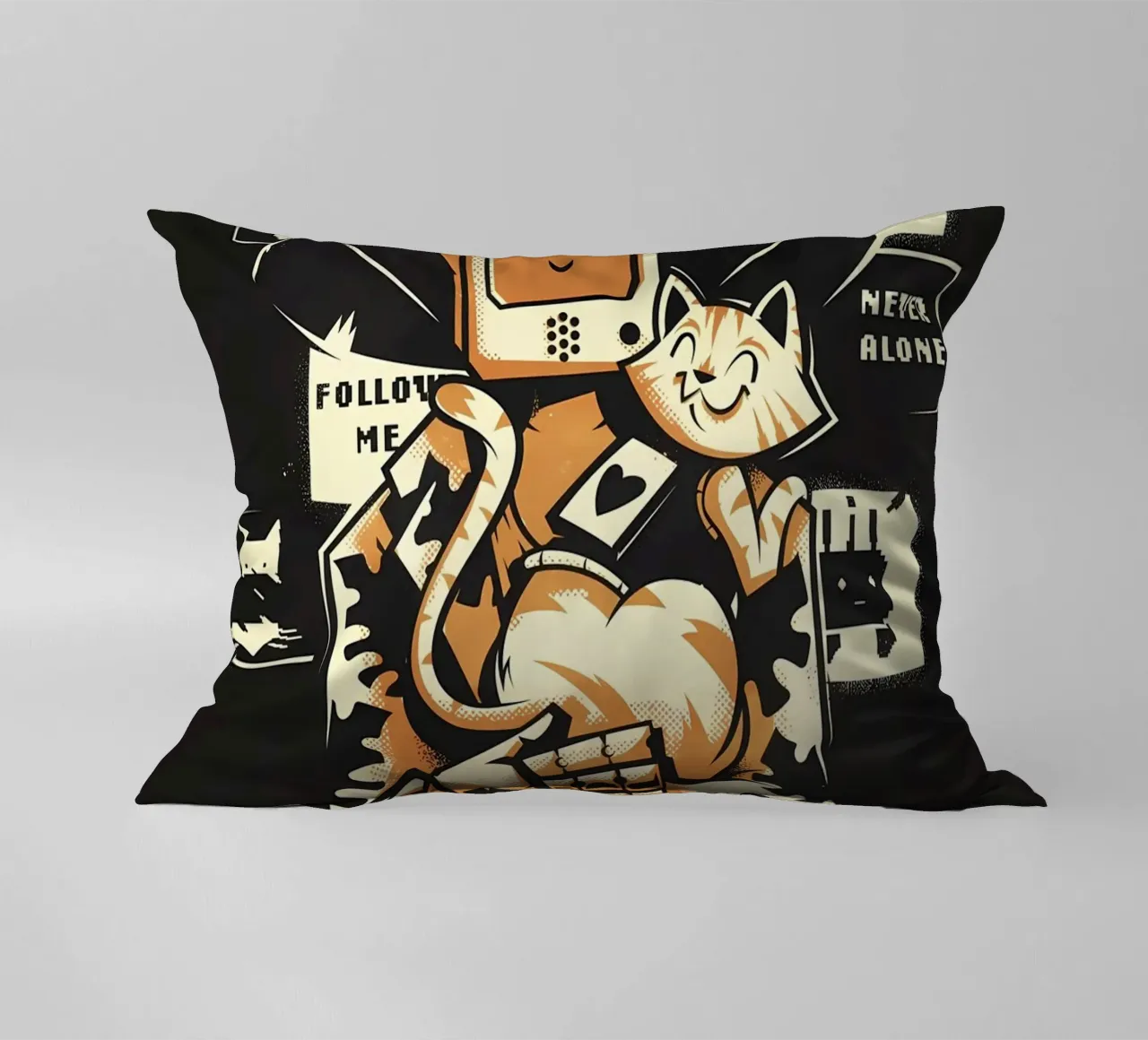 robot incappucciato figura gatto poster cuore testo schermi sorriso glov cuscino da Ashish Kashyap