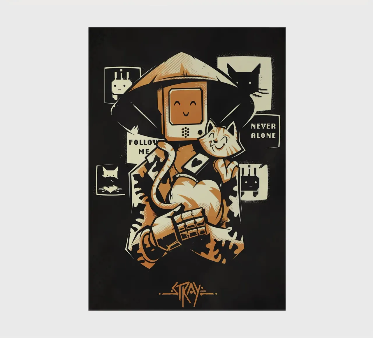 robot hooded figure cat poster heart text screens smile glov notebook by Ashish Kashyap