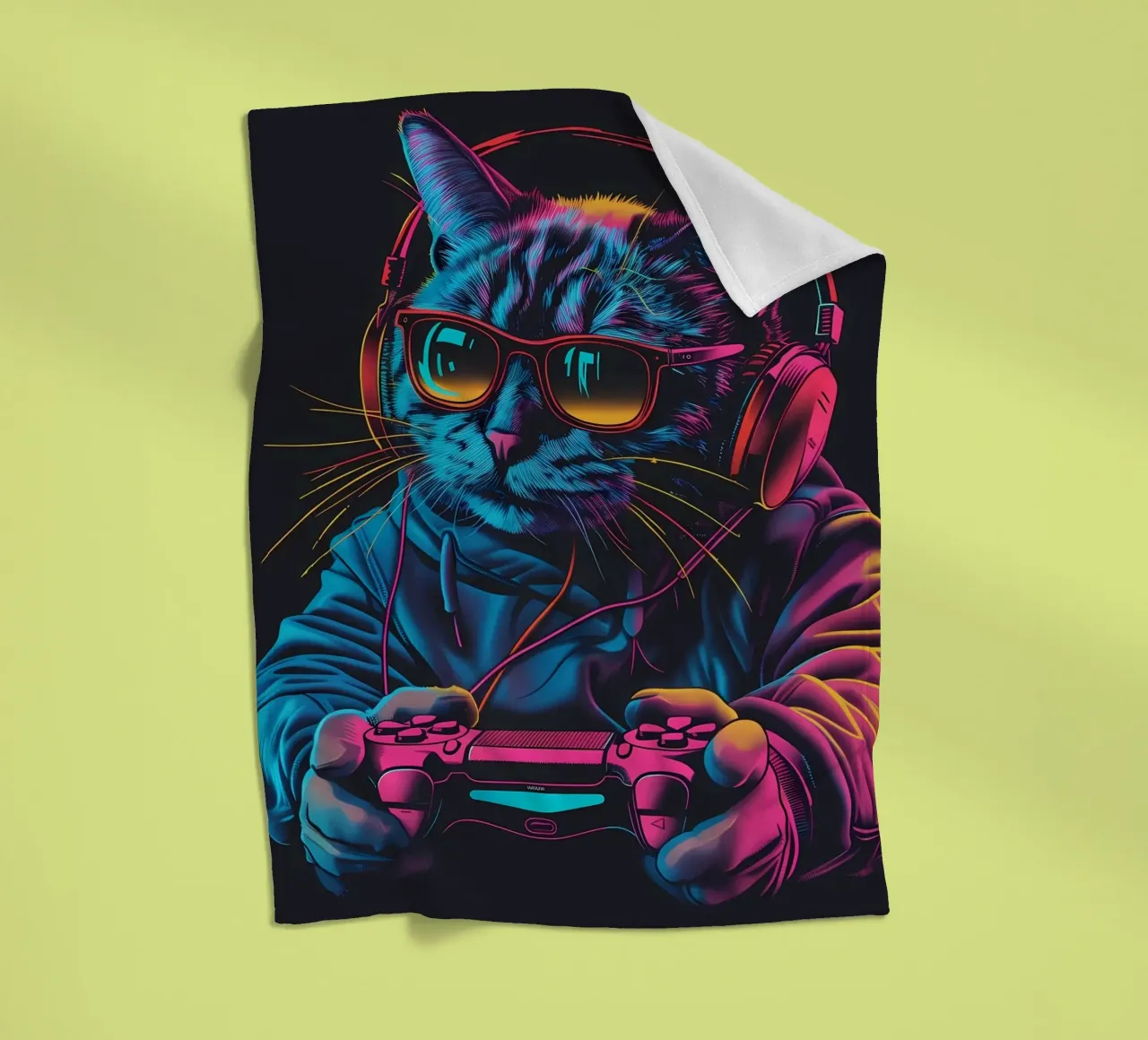 gatto cuffie occhiali da sole felpa gioco-controller video-g coperta in pile da Ashish Kashyap
