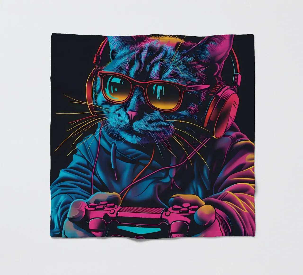 gatto cuffie occhiali da sole felpa gioco-controller video-g coperta in pile da Ashish Kashyap
