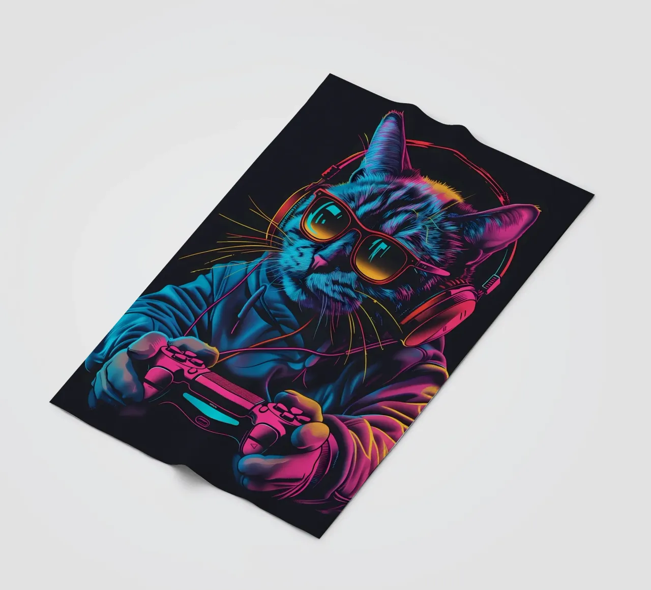 gatto cuffie occhiali da sole felpa gioco-controller video-g coperta in pile da Ashish Kashyap