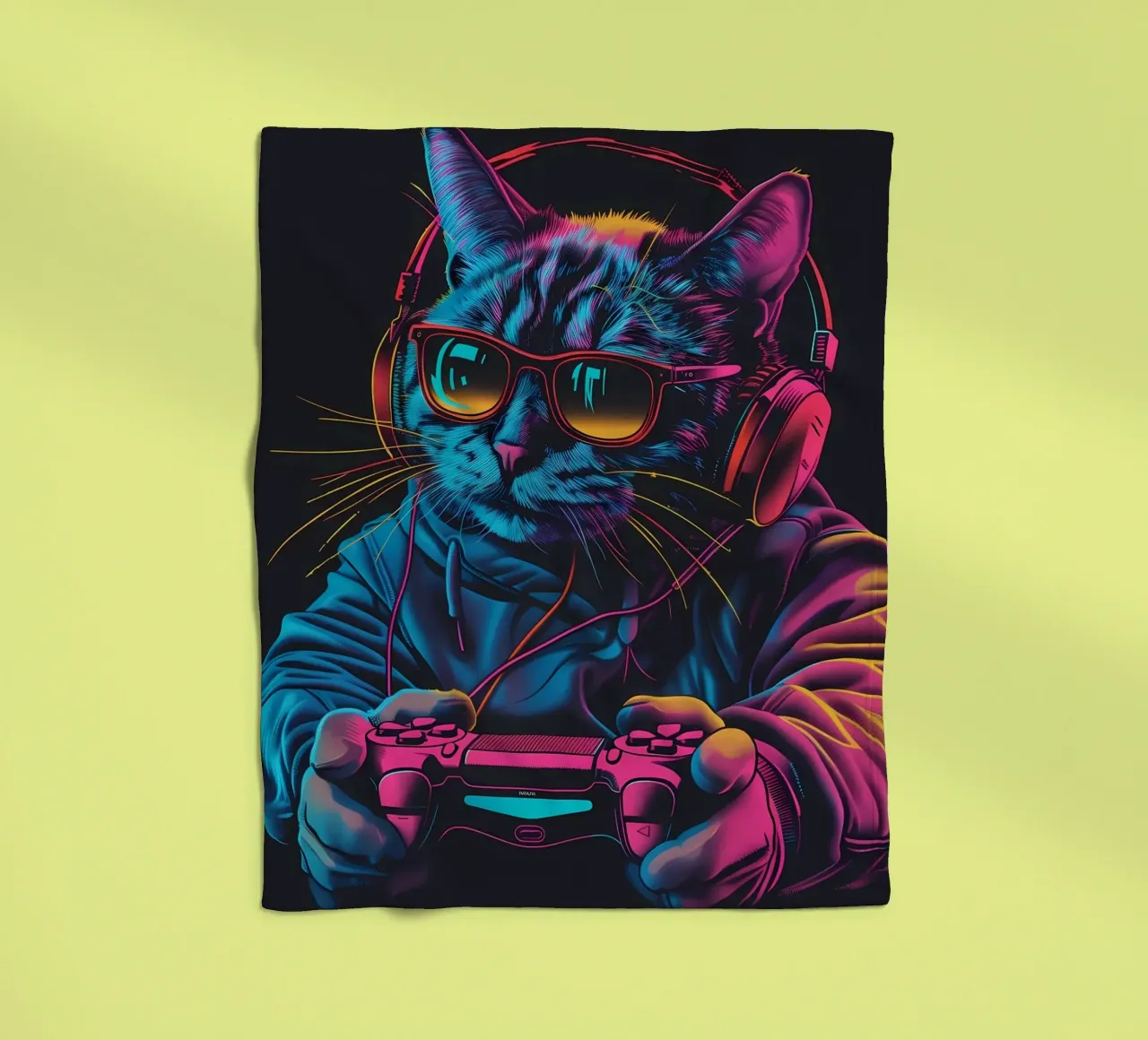 gatto cuffie occhiali da sole felpa gioco-controller video-g coperta in pile da Ashish Kashyap
