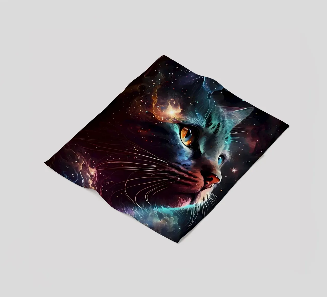 cat galaxy stars space portrait celestial cosmic whiskers ne fleece blanket by Ashish Kashyap