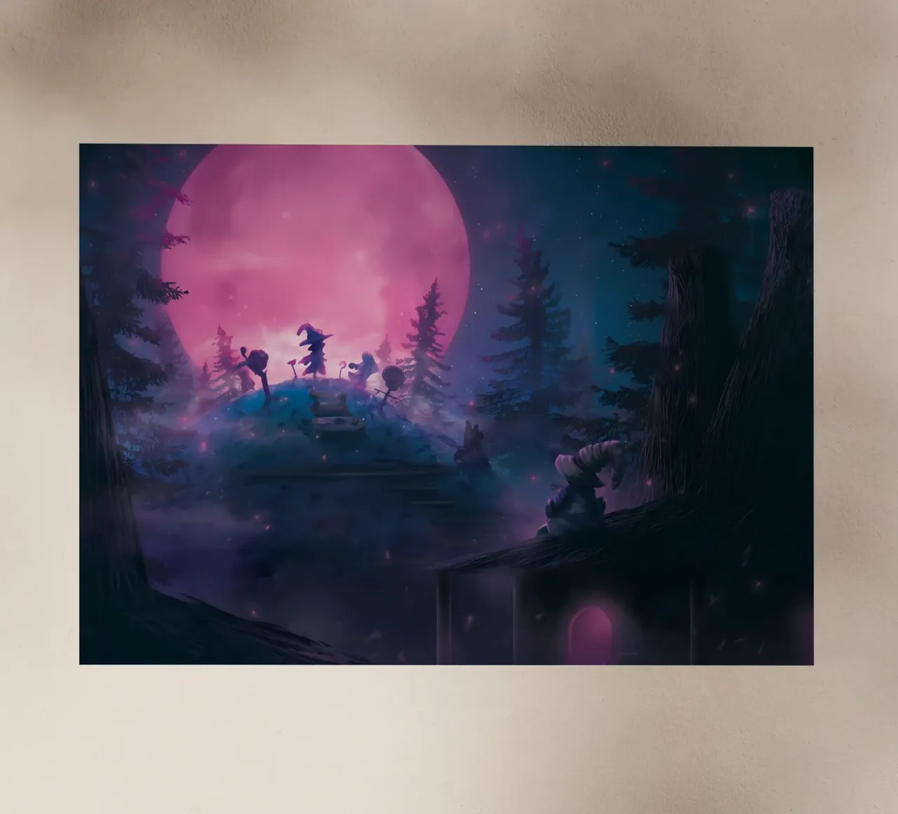 foresta luna strega magia sagome notte alberi luna piena gl pellicola backlit da Ashish Kashyap