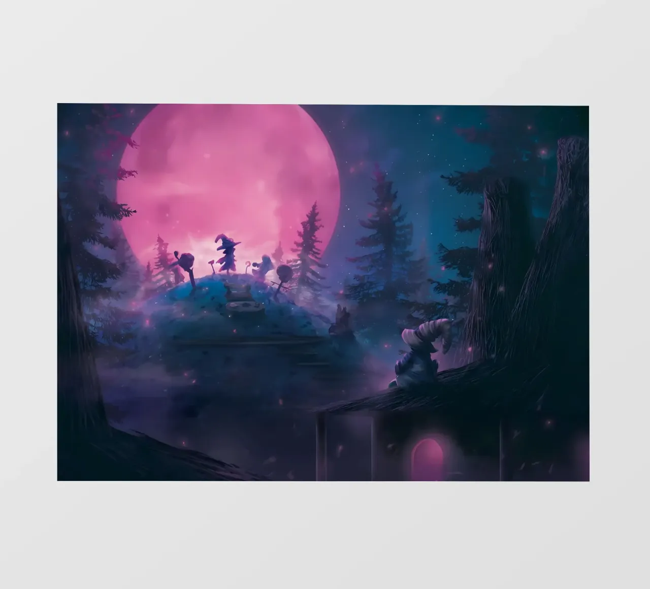 foresta luna strega magia sagome notte alberi luna piena gl telo in pvc da Ashish Kashyap