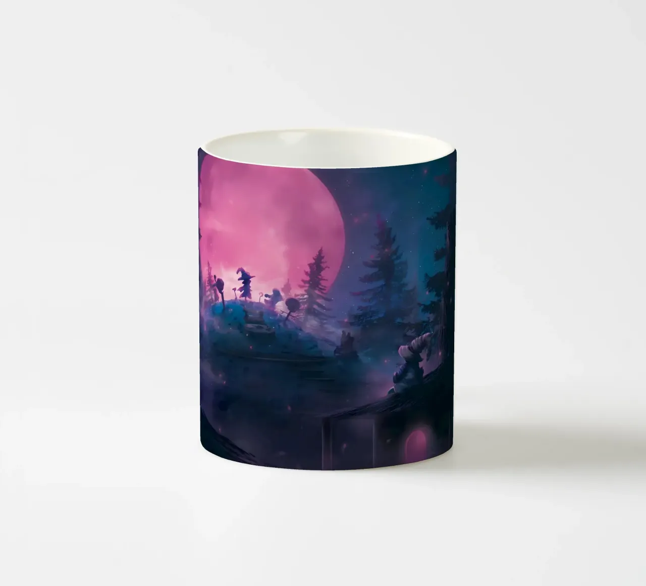 foresta luna strega magia sagome notte alberi luna piena gl tazza in ceramica da Ashish Kashyap
