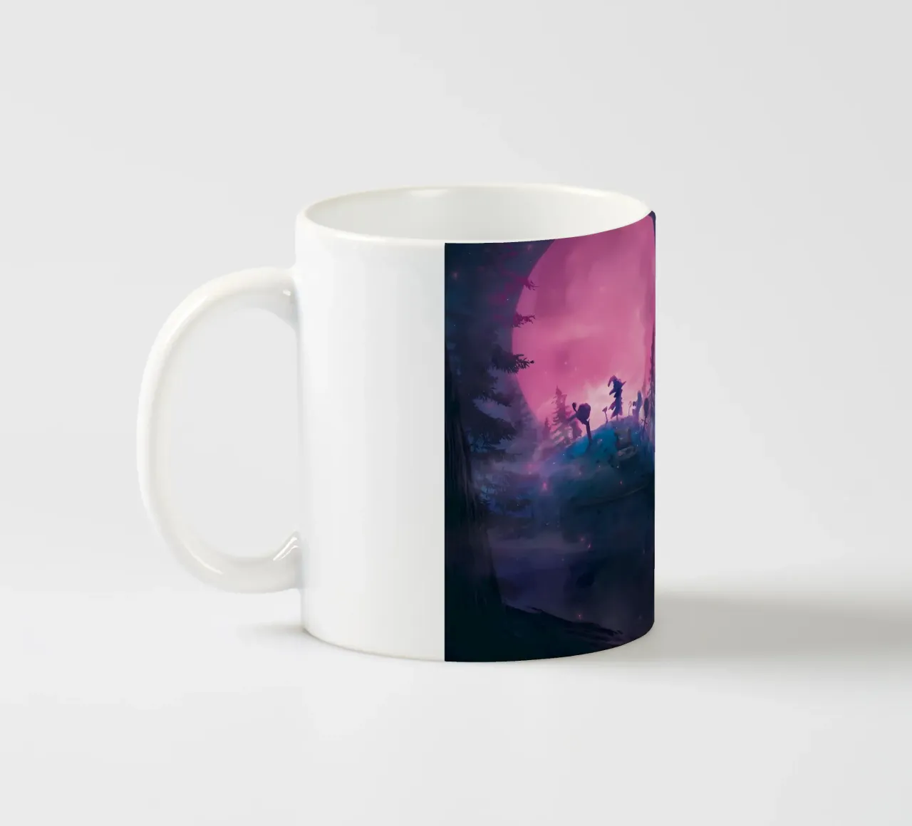 foresta luna strega magia sagome notte alberi luna piena gl tazza in ceramica da Ashish Kashyap