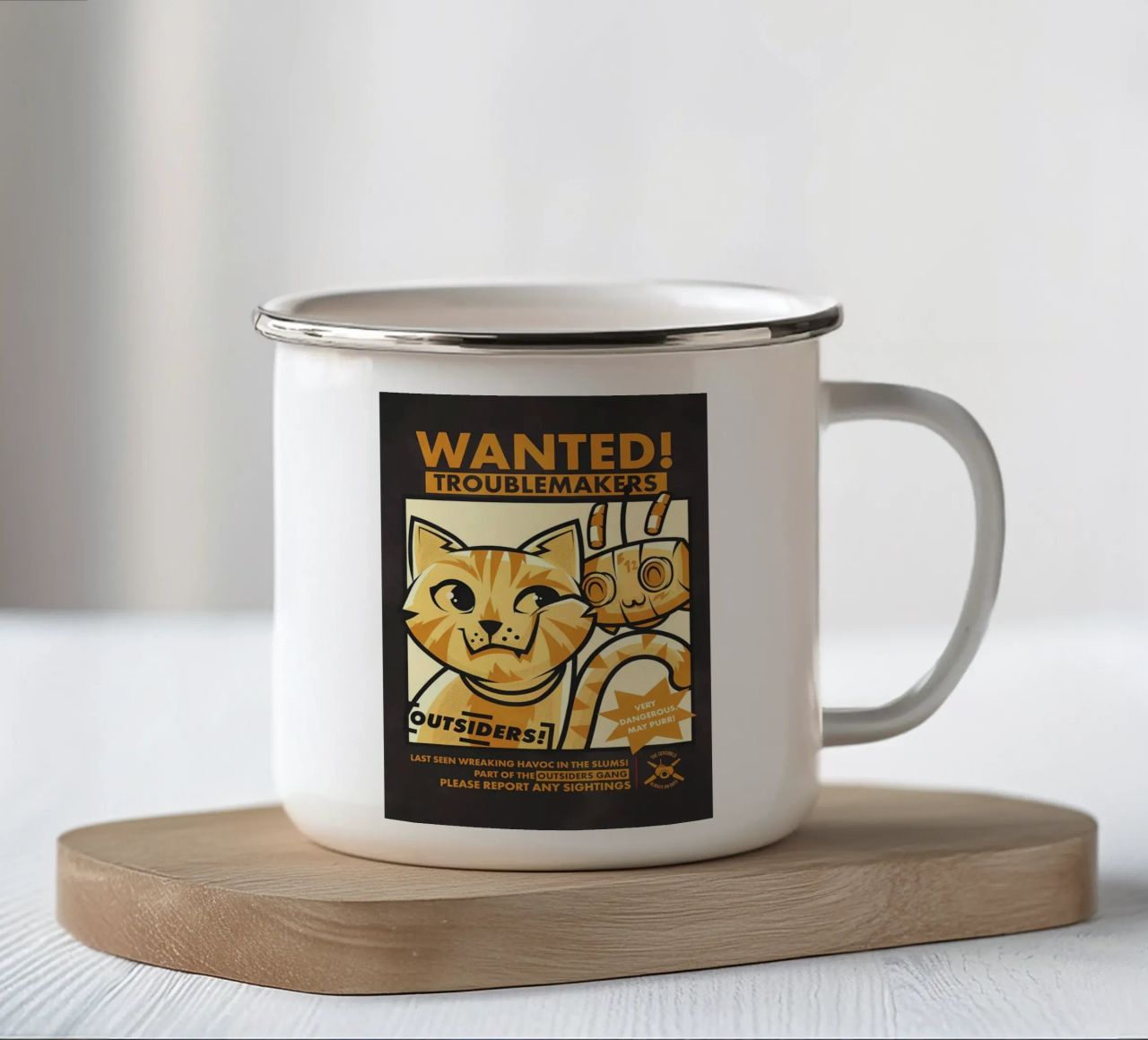 wanted poster troublemakers outsiders gatto robot design 12 ey tazza in smalto da Demetrius Parker