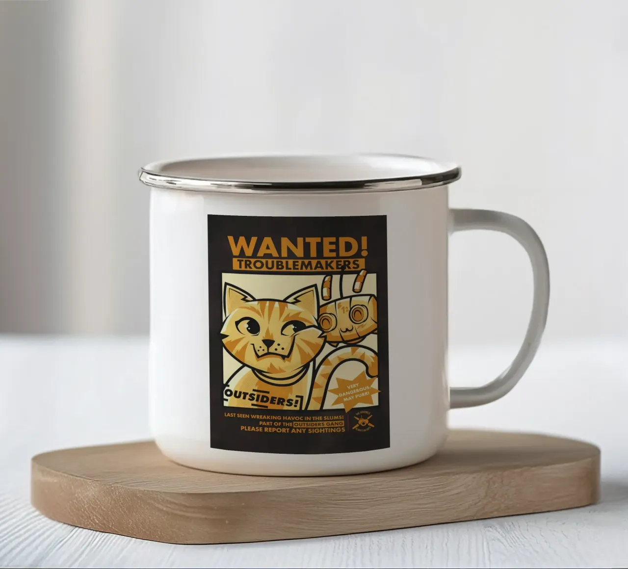 wanted poster troublemakers outsiders gatto robot design 12 ey tazza in smalto da Demetrius Parker