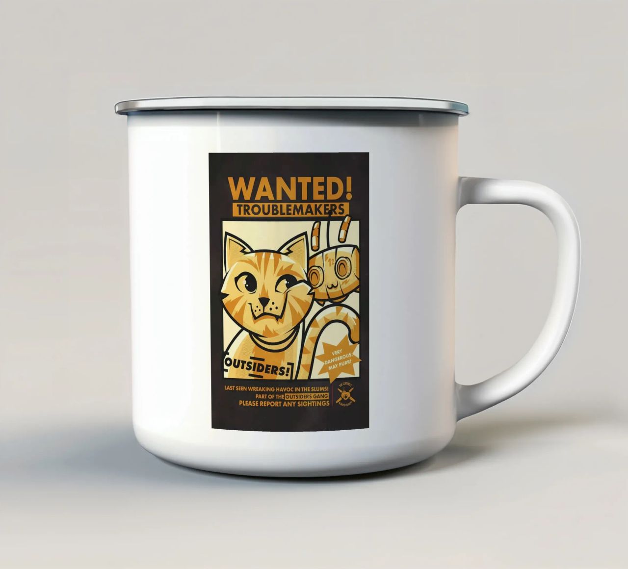 wanted poster troublemakers outsiders gatto robot design 12 ey tazza in smalto da Demetrius Parker