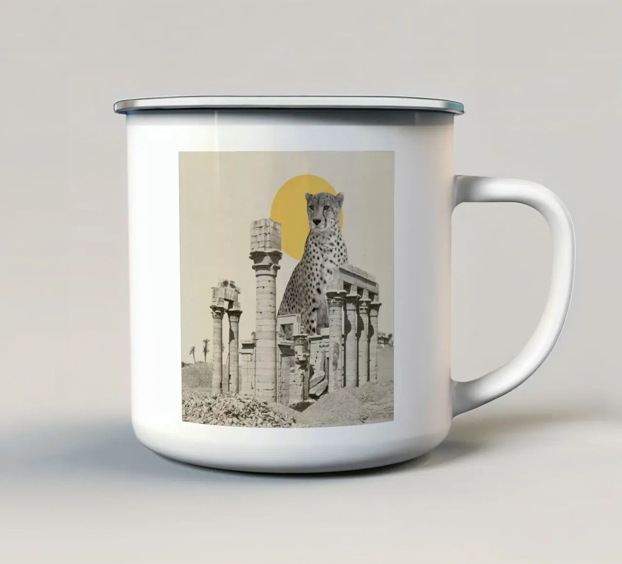 Giant Cheetah in Ruins tazza in smalto da Florent Bodart