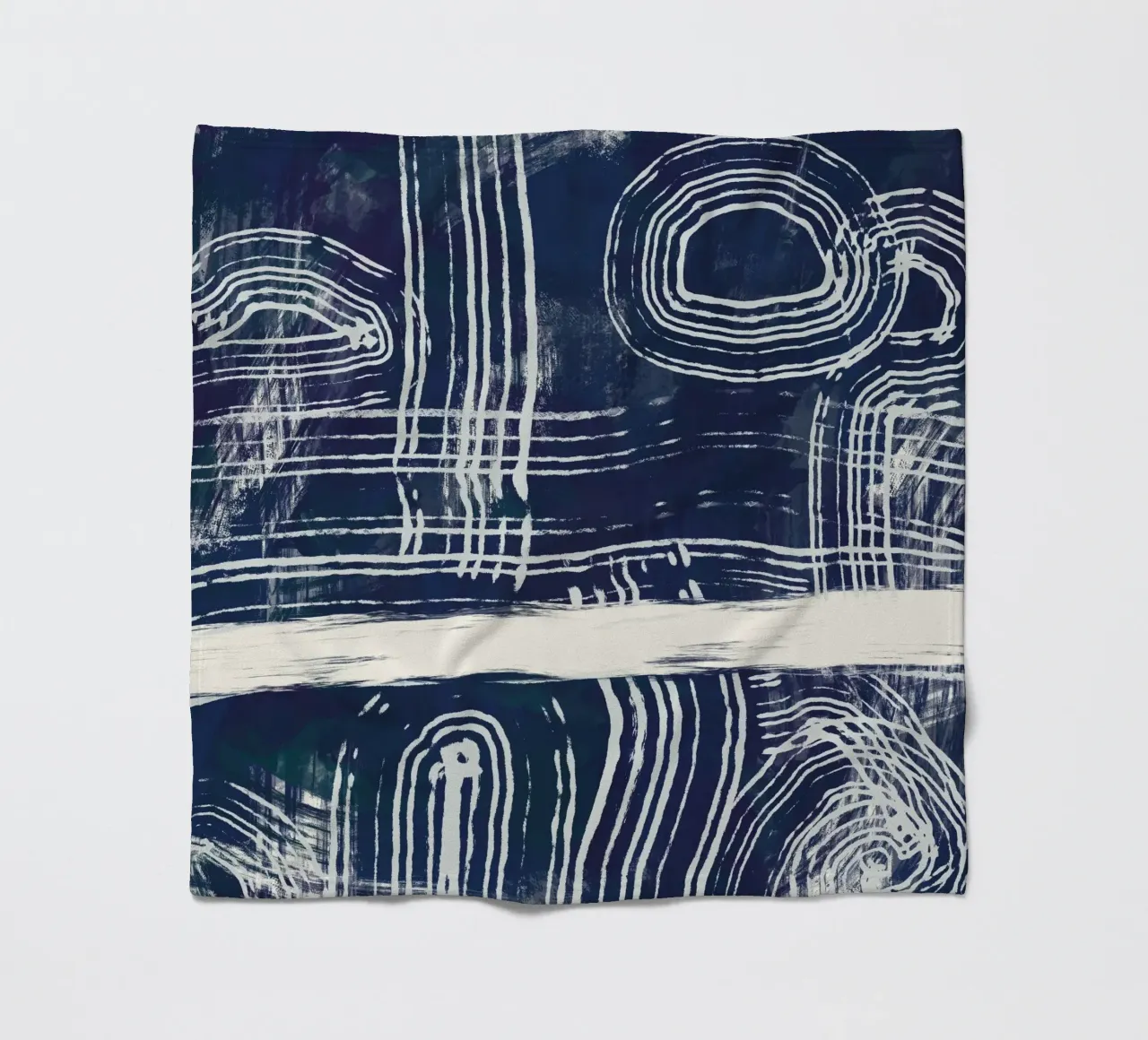 Ultramarine and line art fleece blanket by Little Dean