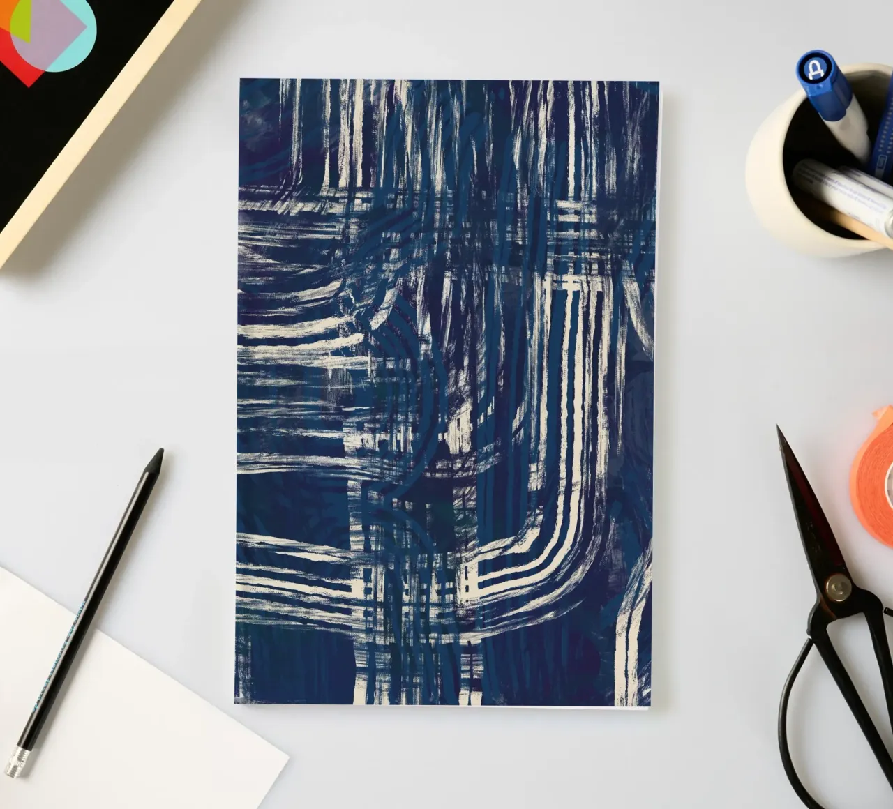 Ultramarine and line art 03 notebook by Little Dean