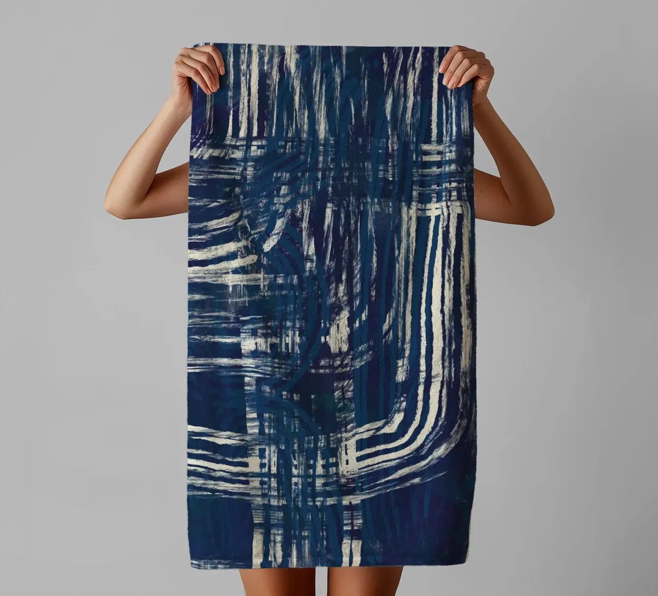 Ultramarine and line art 03 towel by Little Dean