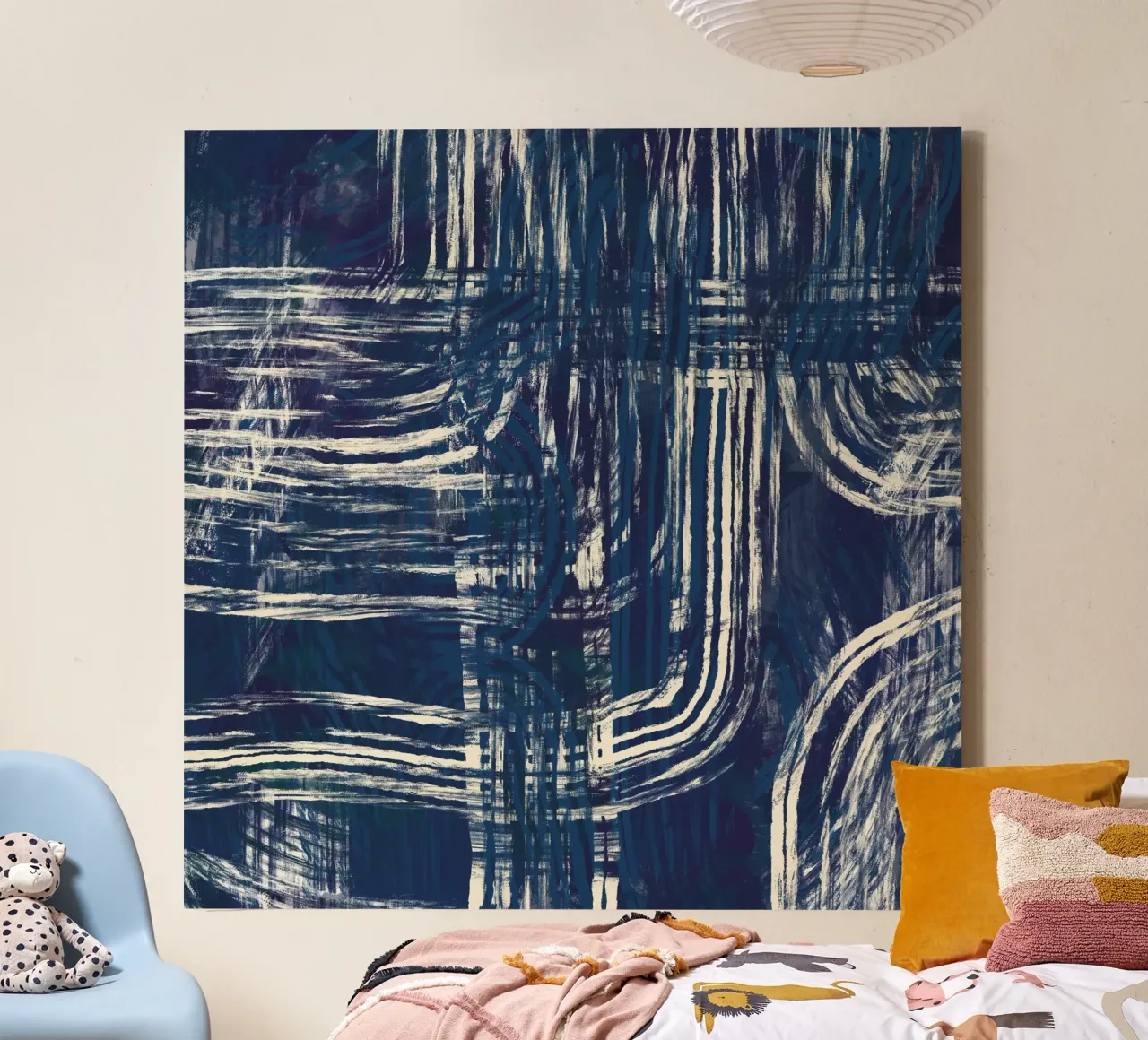 Ultramarine and line art 03 canvas by Little Dean