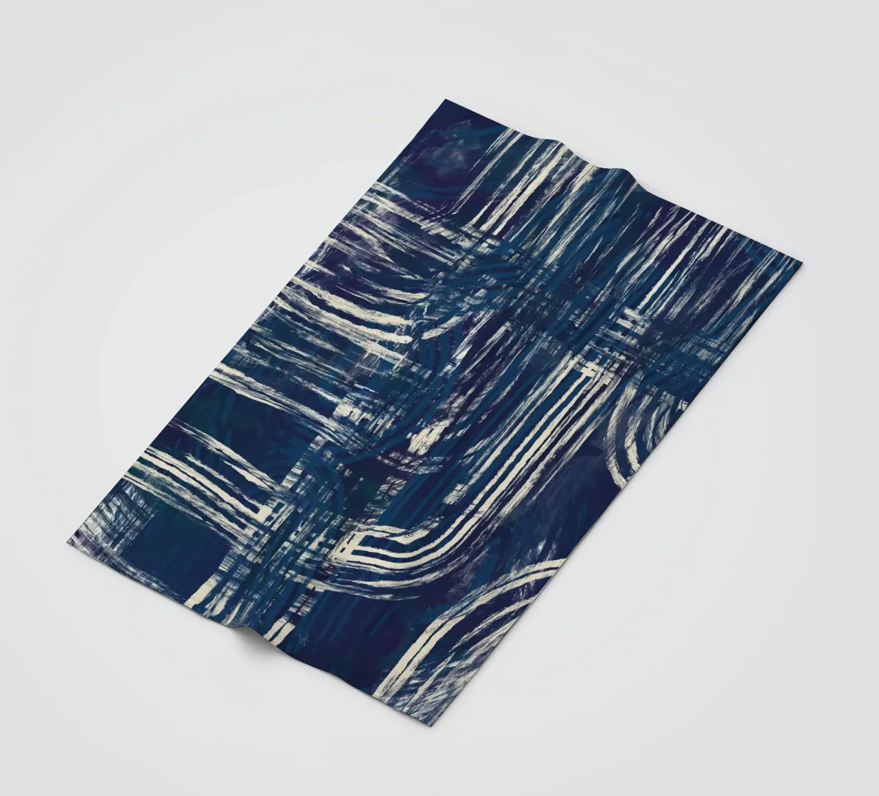 Ultramarine and line art 03 fleece blanket by Little Dean
