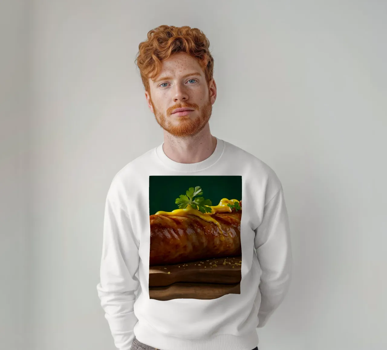 Una salsiccia succulenta condita con senape ed erbe aromatiche felpa da DesignDoodle