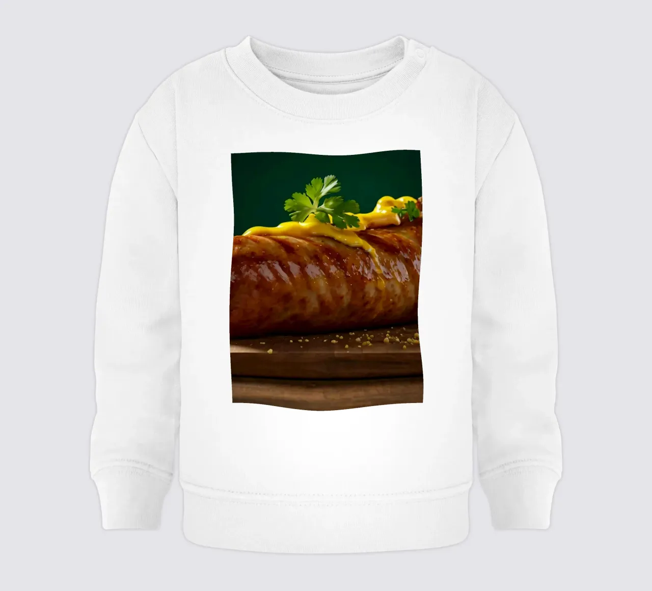 Una salsiccia succulenta condita con senape ed erbe aromatiche felpa neonato da DesignDoodle