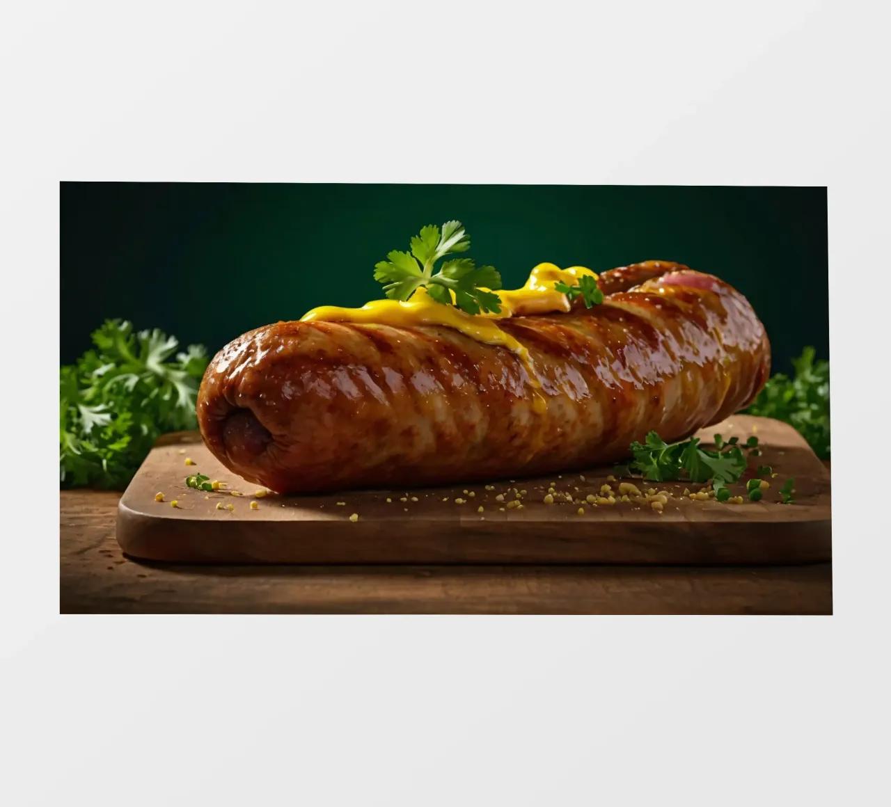 Una salsiccia succulenta condita con senape ed erbe aromatiche pellicola backlit da DesignDoodle