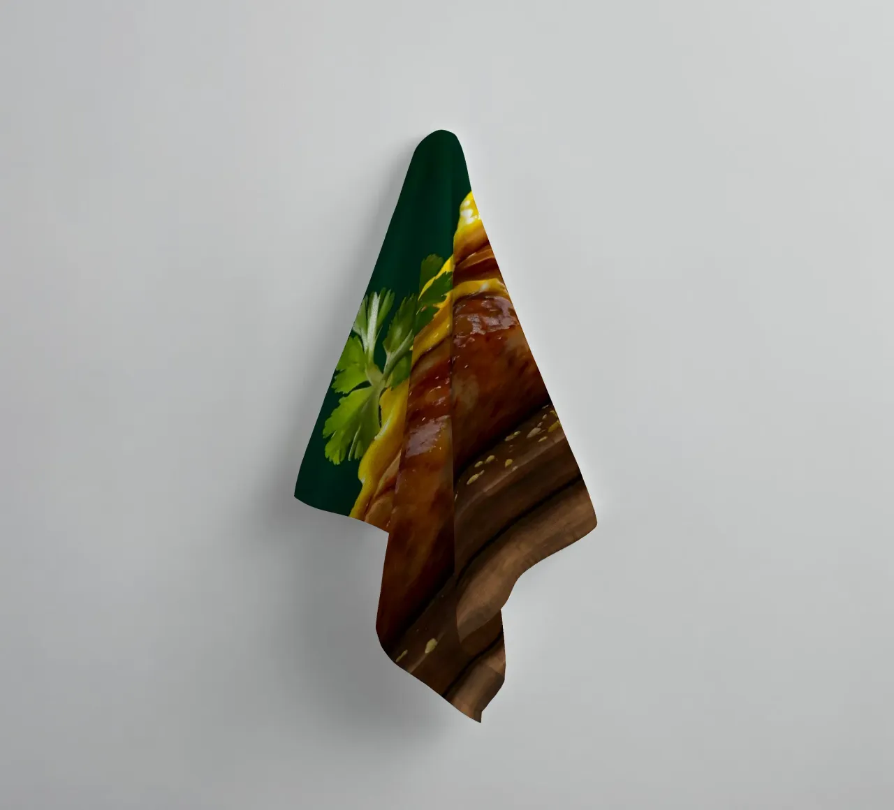 Una salsiccia succulenta condita con senape ed erbe aromatiche asciugamano da bagno da DesignDoodle