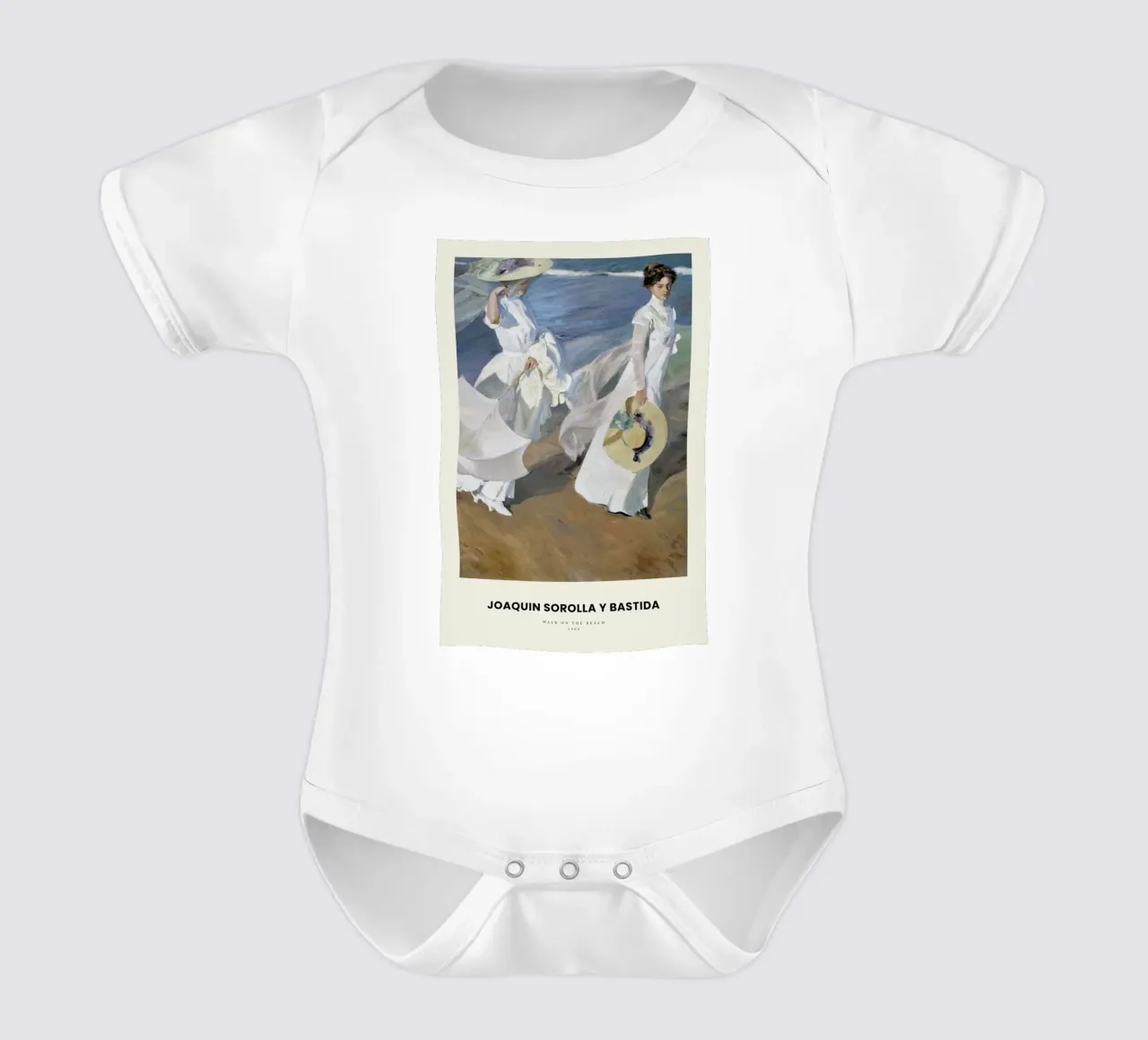 Sorolla y Bastida - Walk on the Beach body neonato maniche corte da Vintage by JUNIQE