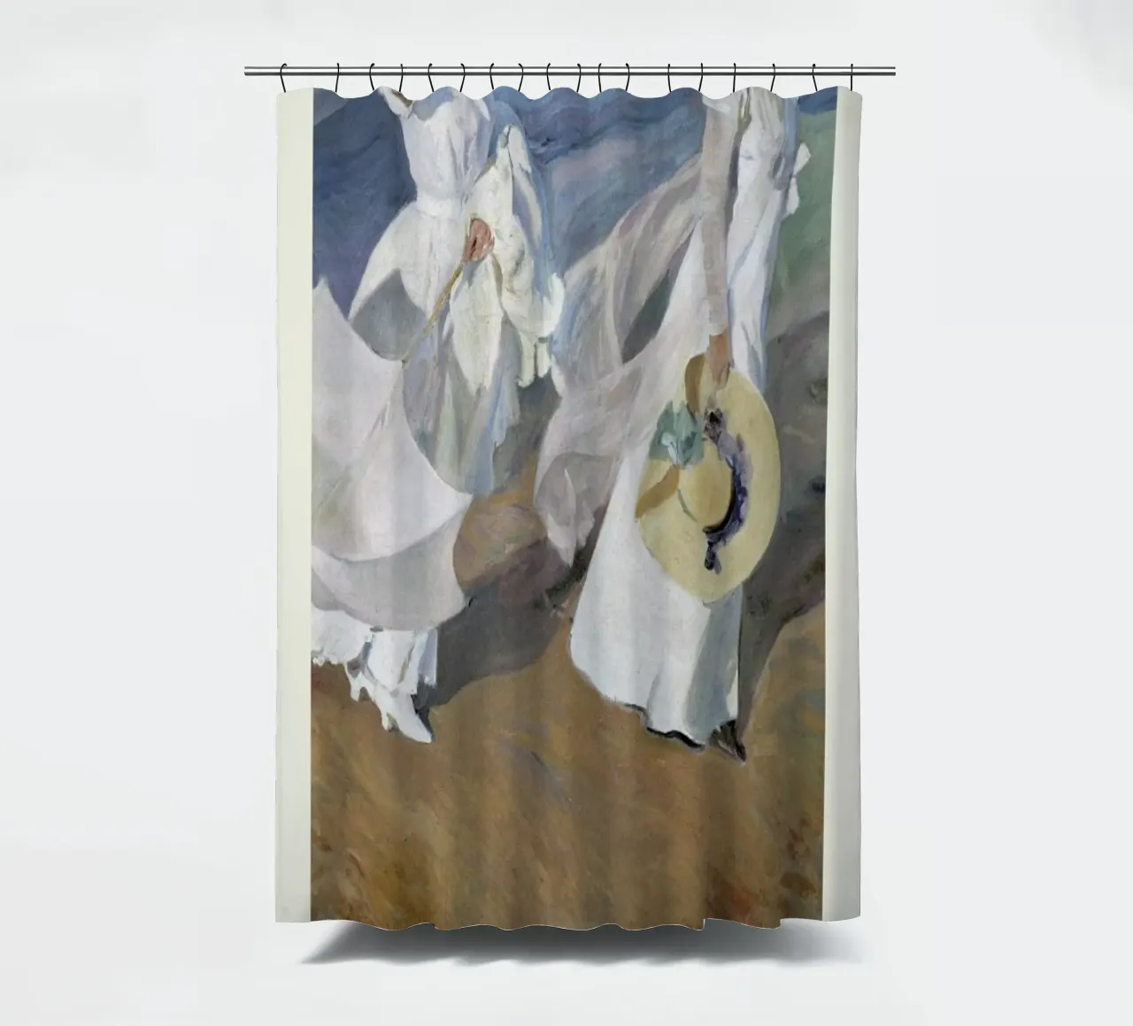 Sorolla y Bastida - Walk on the Beach tenda da doccia da Vintage by JUNIQE