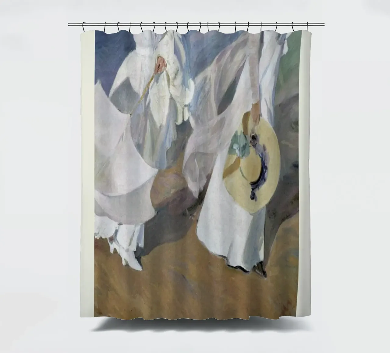 Sorolla y Bastida - Walk on the Beach tenda da doccia da Vintage by JUNIQE
