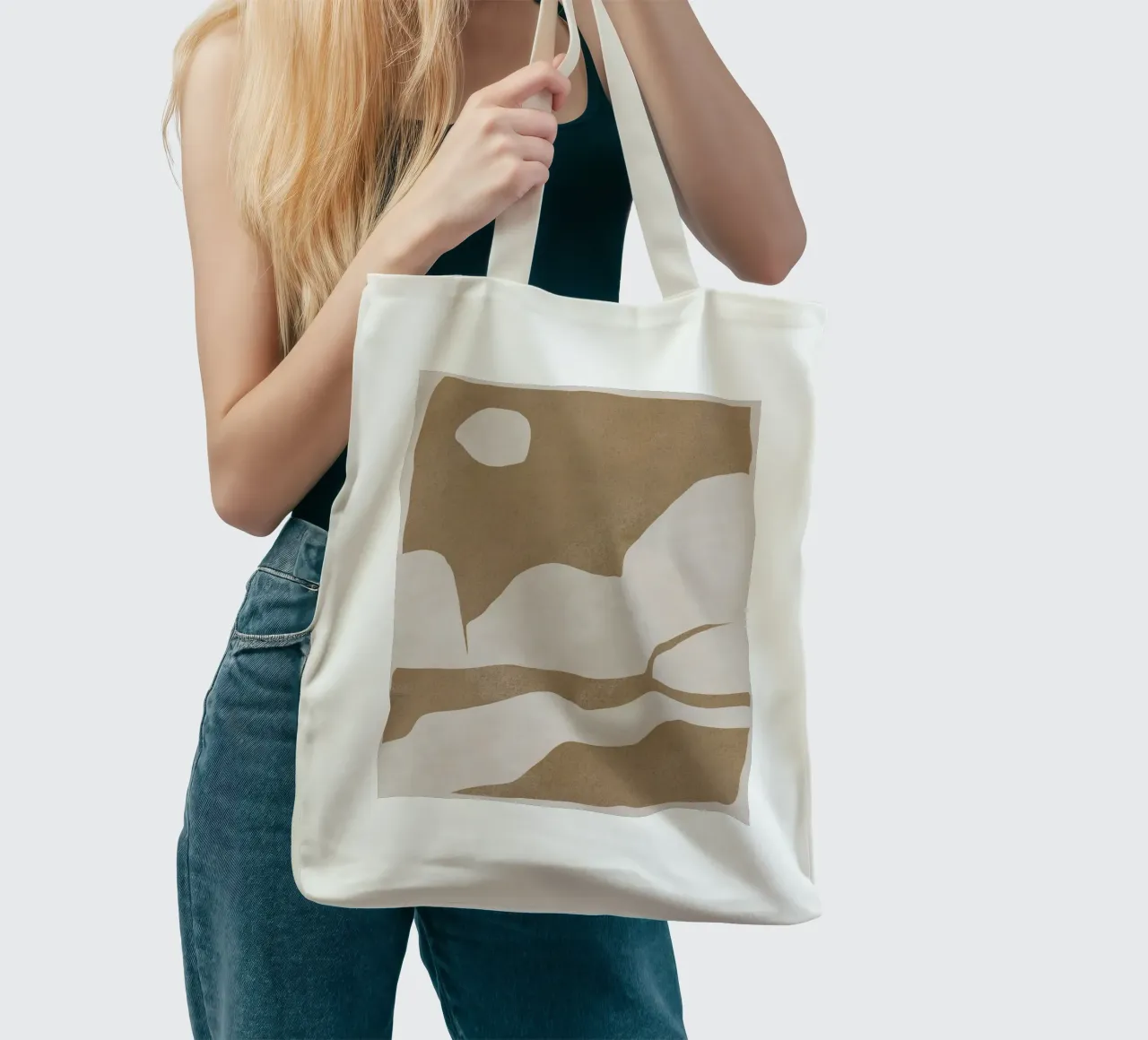 Minimal landscape cut out 02 tote bag by Little Dean