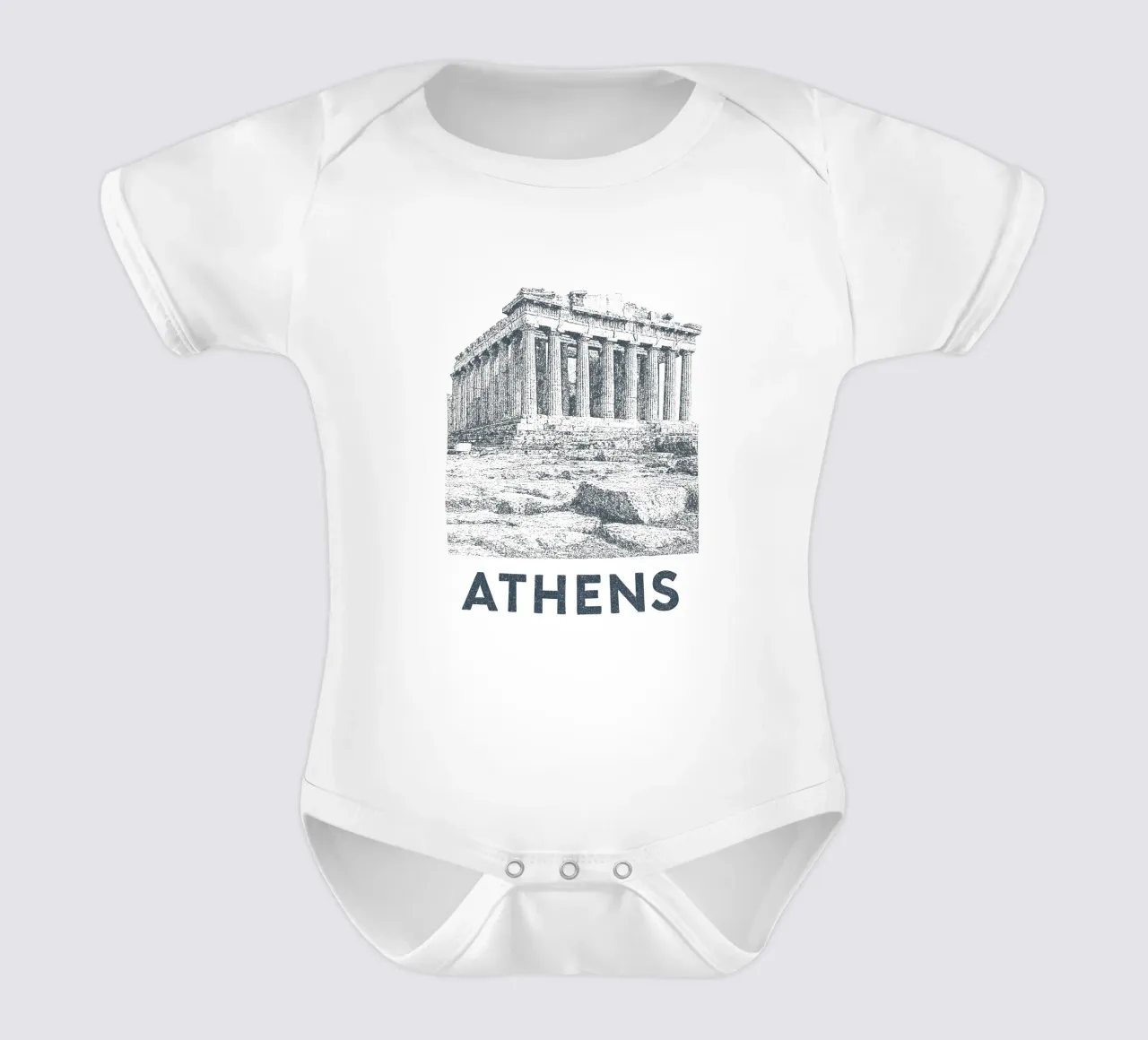 Athens – Parthenon Print - Linocut Series body neonato maniche corte da Studio Mooodz