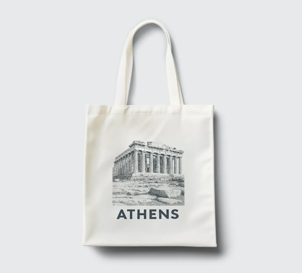Athens – Parthenon Print - Linocut Series borsa in juta da Studio Mooodz