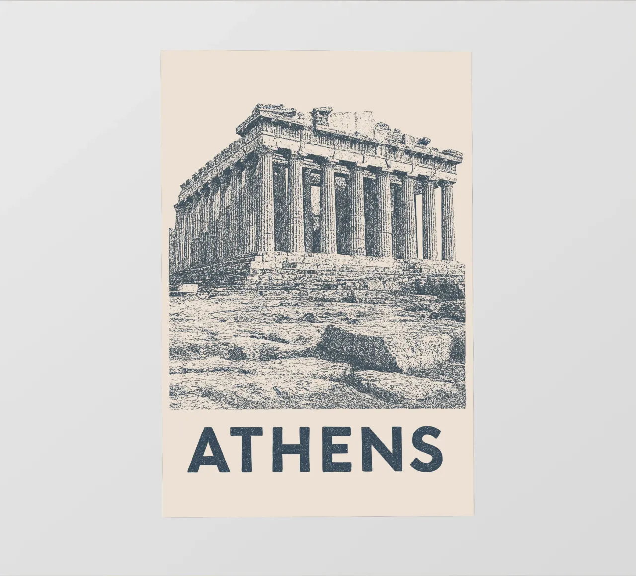 Athens – Parthenon Print - Linocut Series telo in pvc da Studio Mooodz