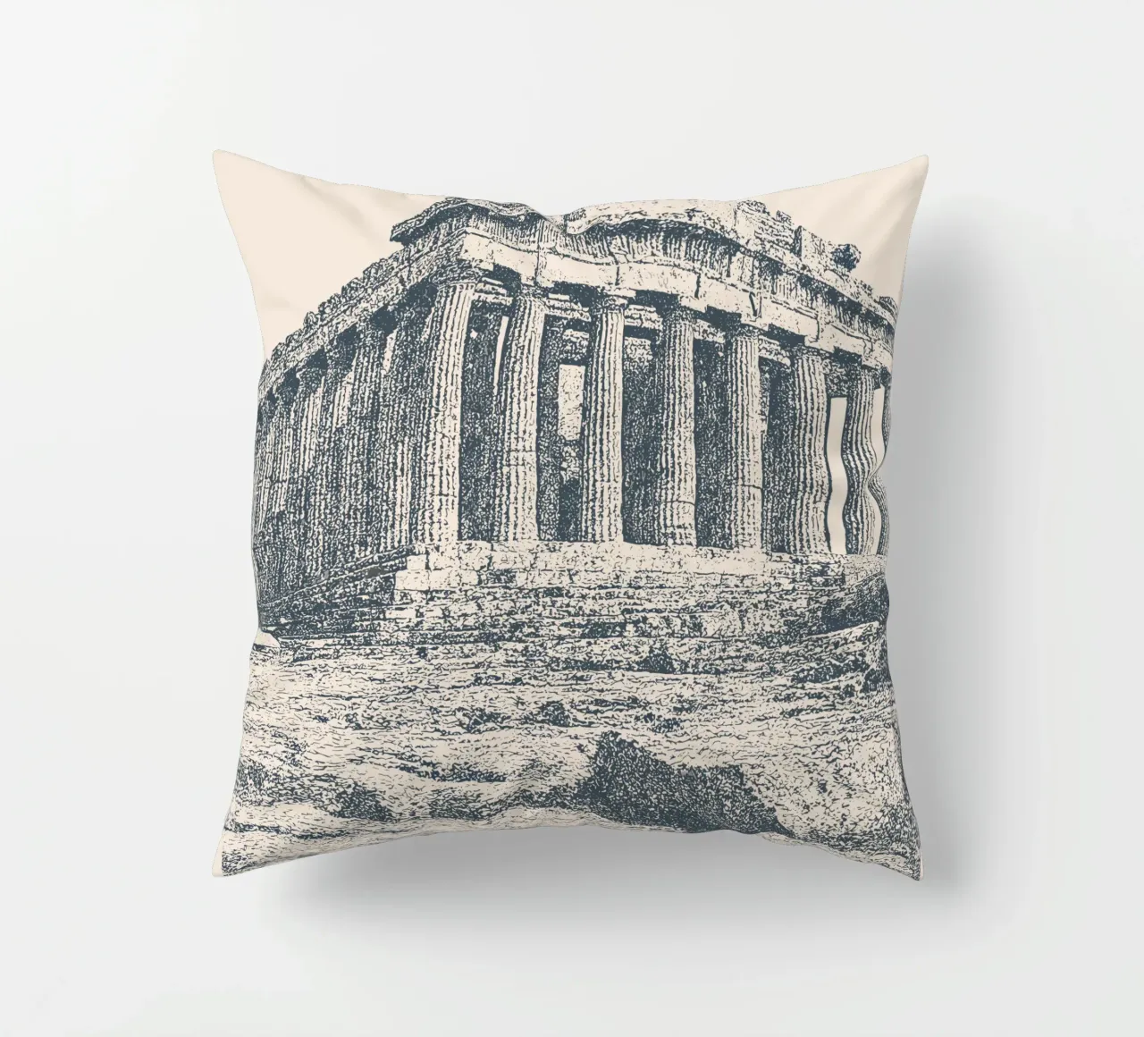 Athens – Parthenon Print - Linocut Series cuscino da Studio Mooodz