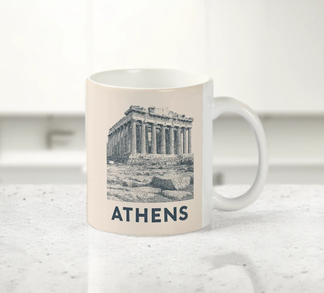 Athens – Parthenon Print - Linocut Series tazza in ceramica da Studio Mooodz