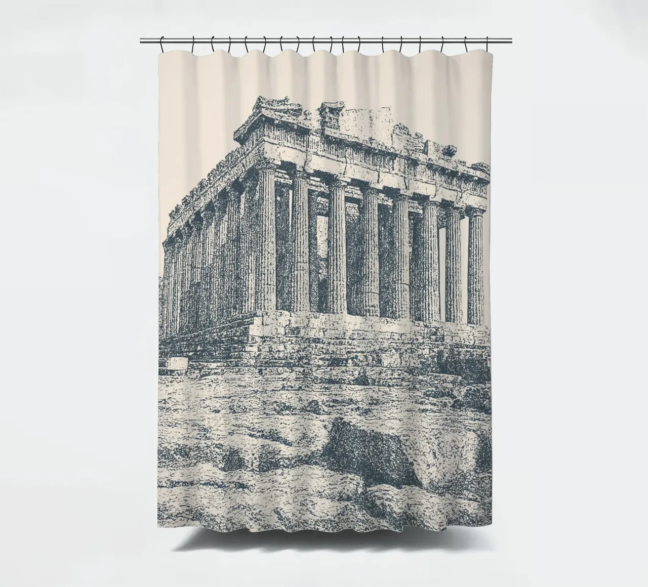 Athens – Parthenon Print - Linocut Series tenda da doccia da Studio Mooodz