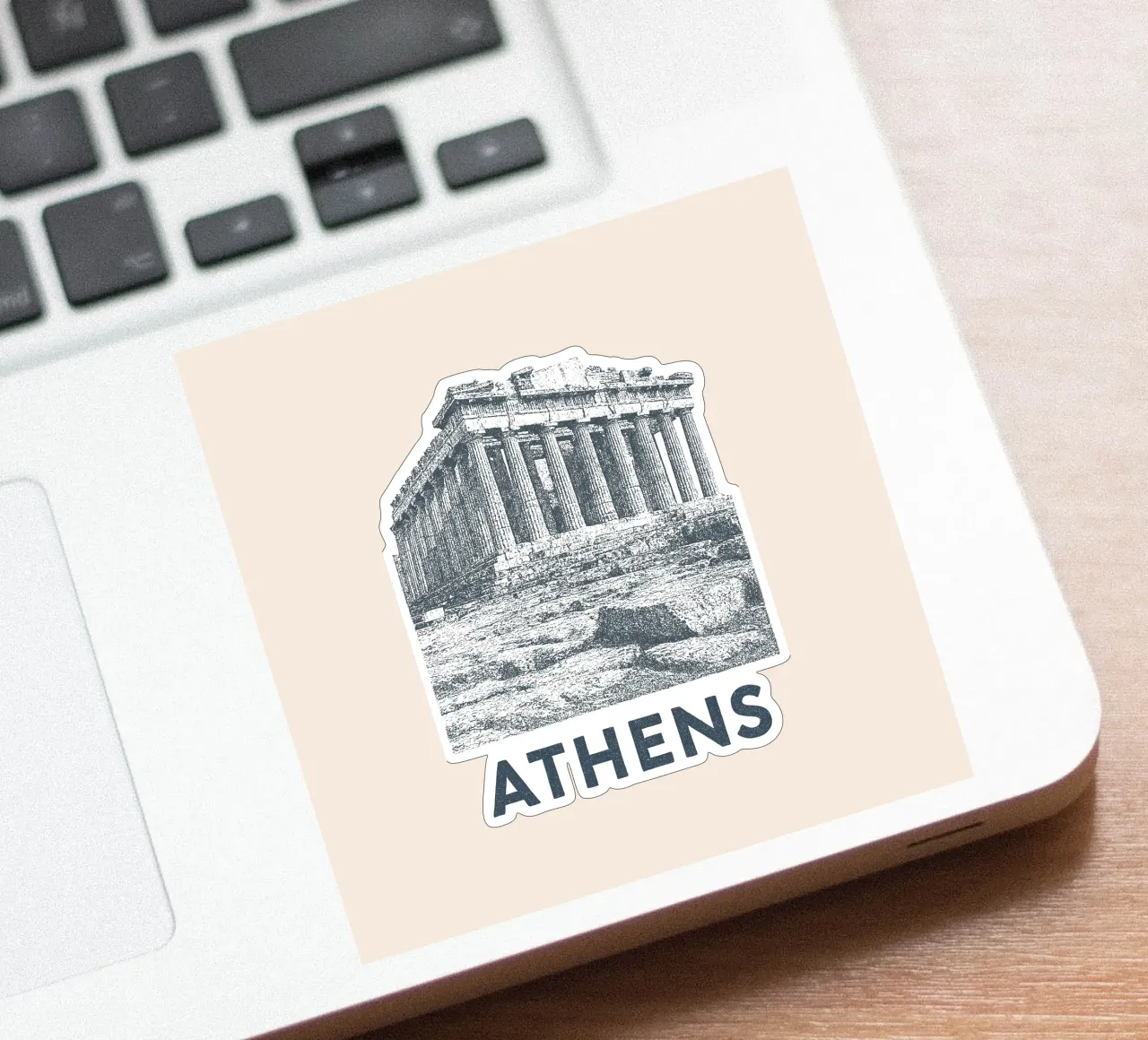 Athens – Parthenon Print - Linocut Series adesivo da Studio Mooodz