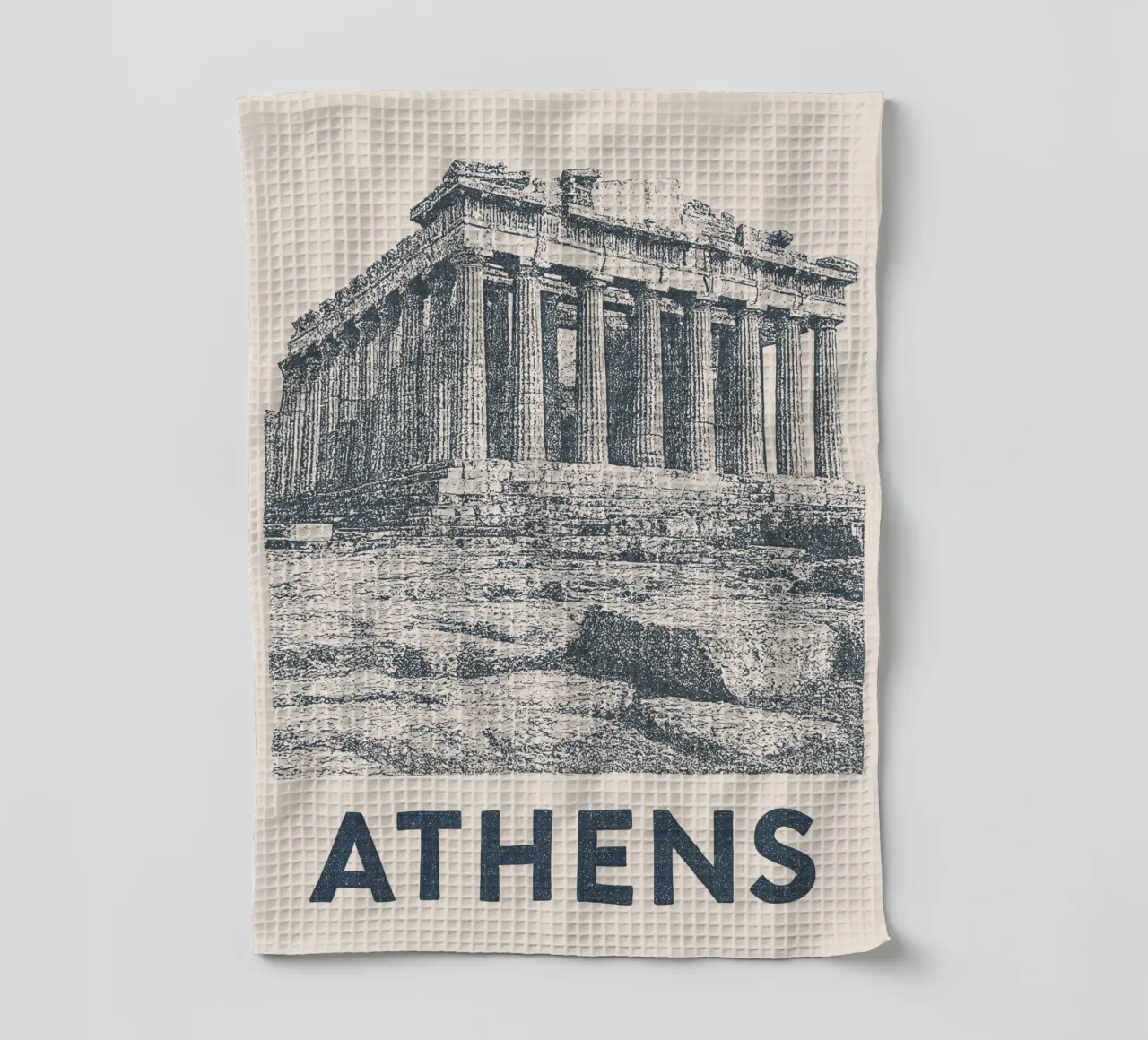 Athens – Parthenon Print - Linocut Series torchon de Studio Mooodz