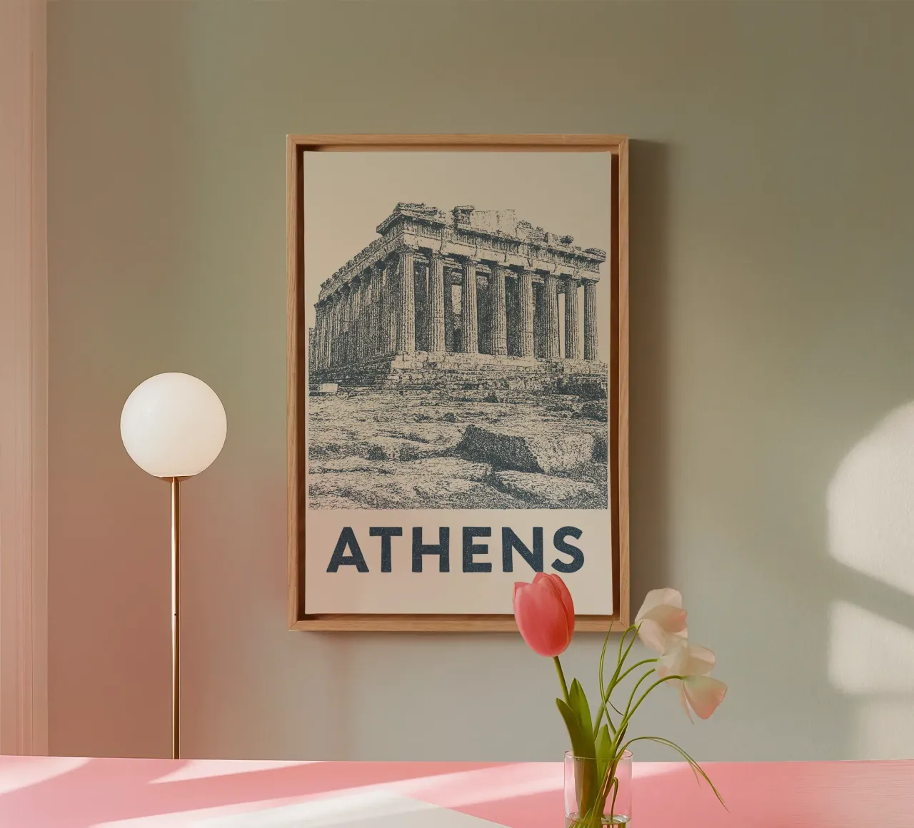 Athens – Parthenon Print - Linocut Series tela da Studio Mooodz