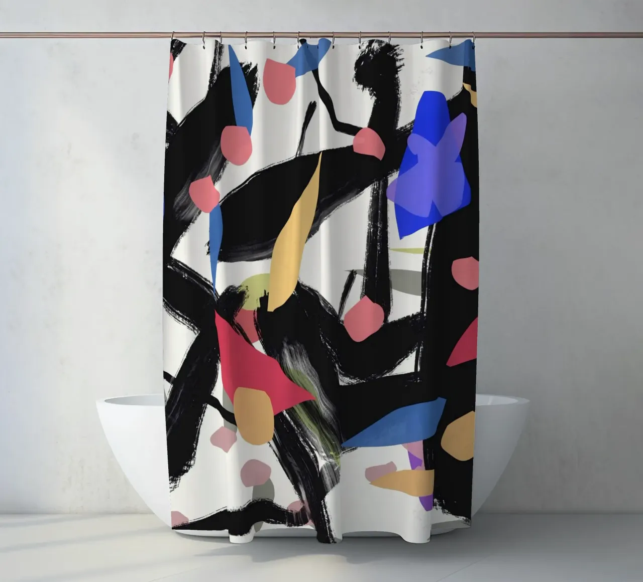 Colorful leaves and branches shower curtain by Little Dean
