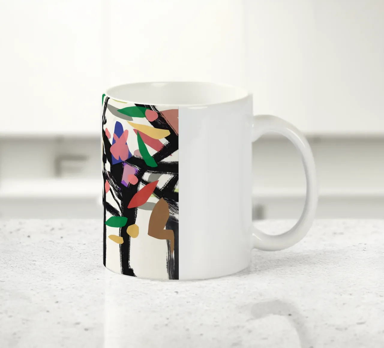 Foglie e rami astratti 04 tazza in ceramica da Little Dean