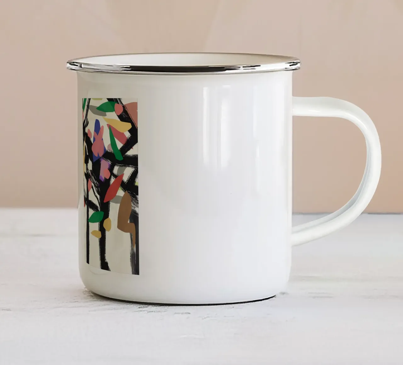 Foglie e rami astratti 04 tazza in smalto da Little Dean