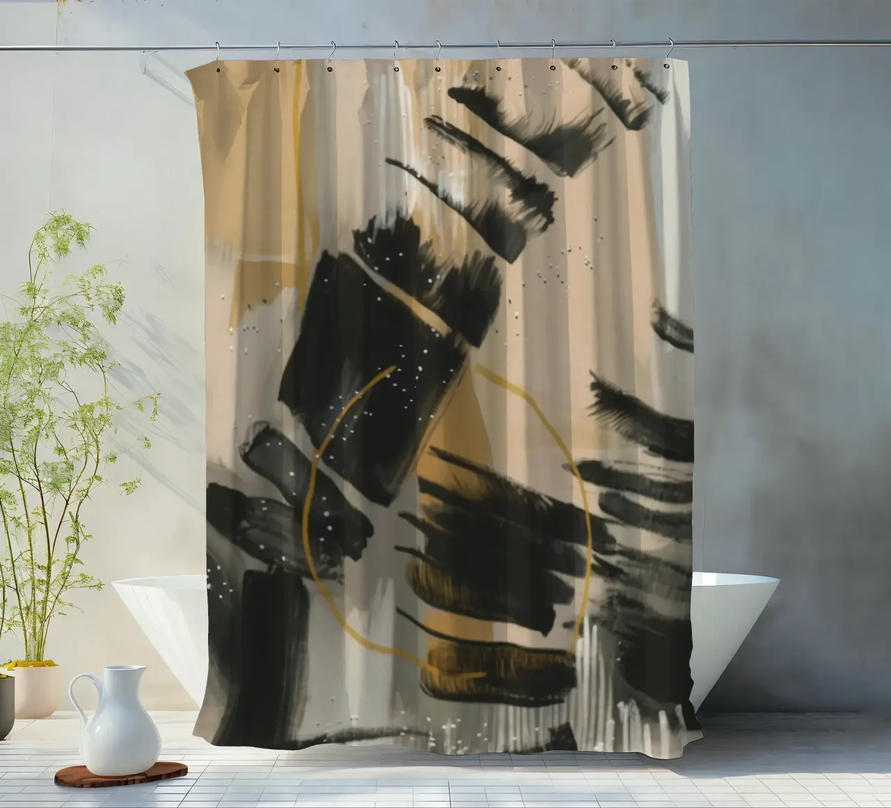 Ink Clash Rhythm shower curtain by Monarch Arc